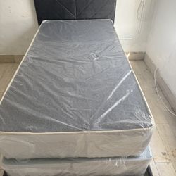 Twin Size Bed Frame With Mattress Set. All New Furniture Free Delivery Free Installation 
