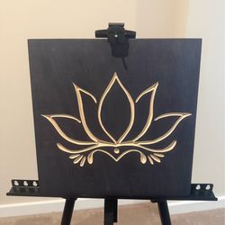 Acrylic on Wood Etched Lotus Flower