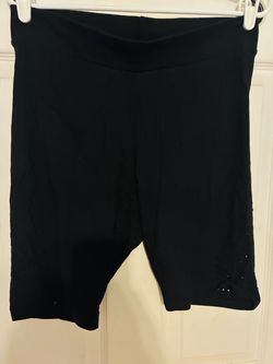 Black Biker Shorts with Perforated Detail