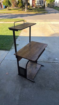 Two-Tier Computer Desk with Metal Frame