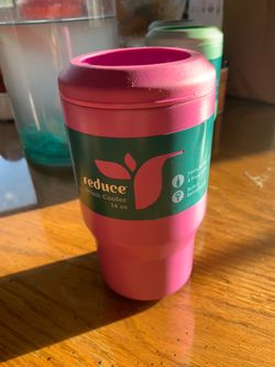 Reduce Vacuum Insulated Drink Cooler Can/Bottle Koozie 14oz Hard to Find Pink Trim