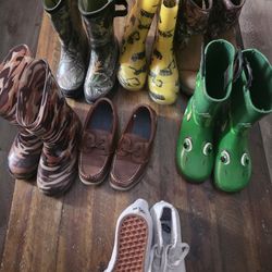 Size 1 Boys Shoes And Rain Boots 