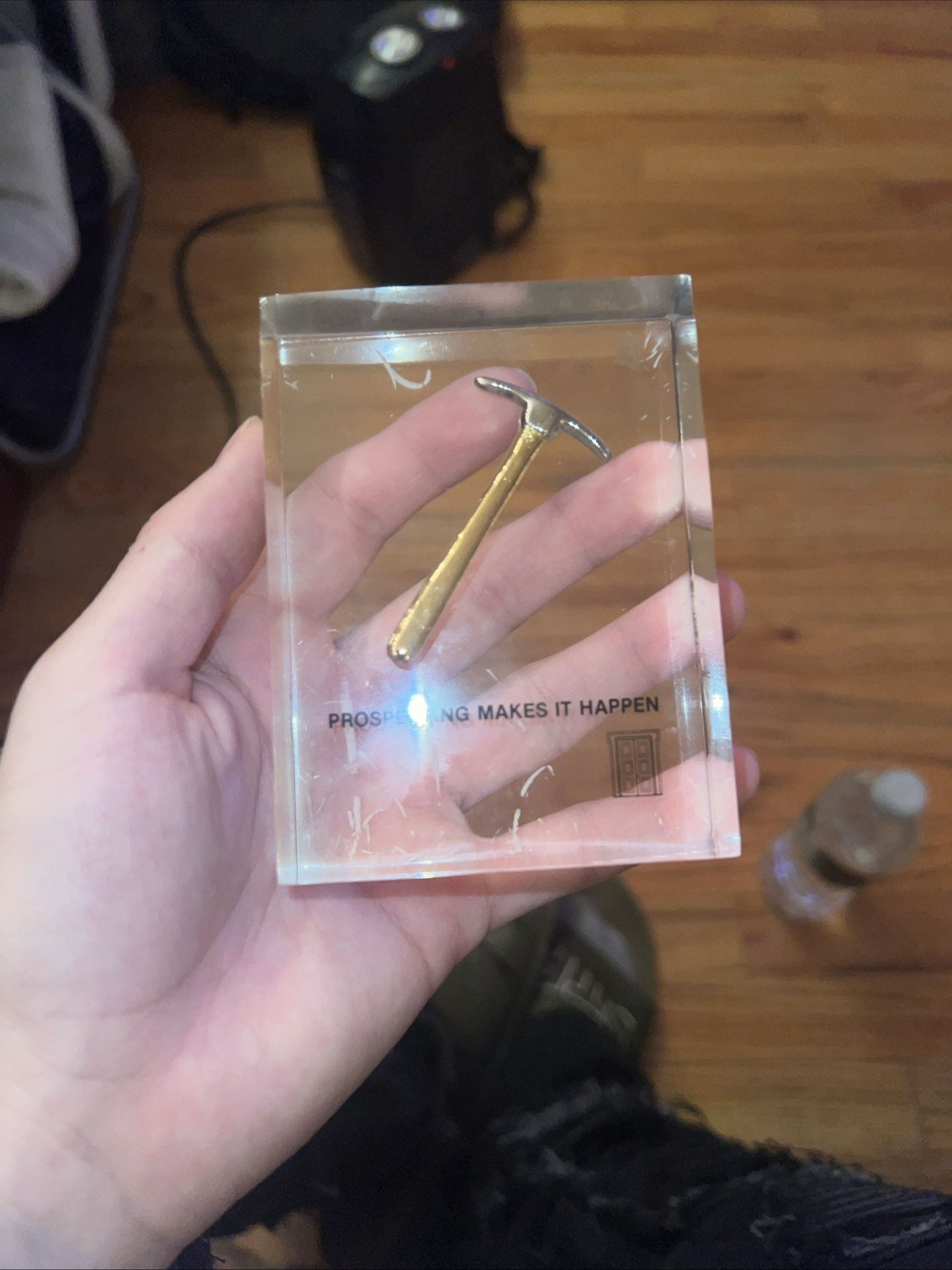 24k Gold Pickaxe In Lucite Cube