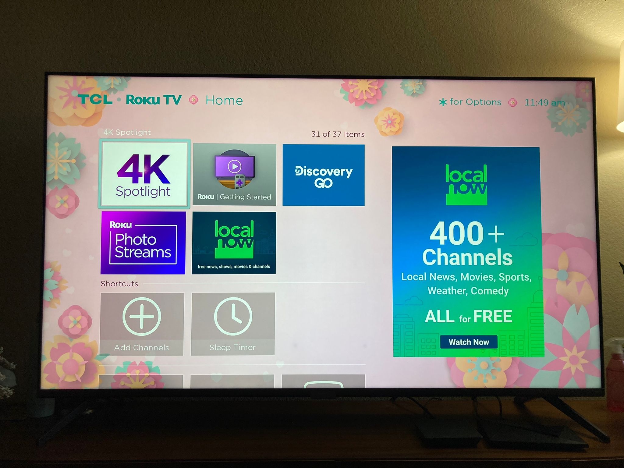 TCL 65-inch 4K UHD Dolby Vision HDR QLED Roku Smart TV