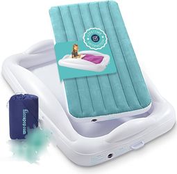 Hiccapop Inflatable Toddler Bed with Safety Bumpers, Kids Travel Bed