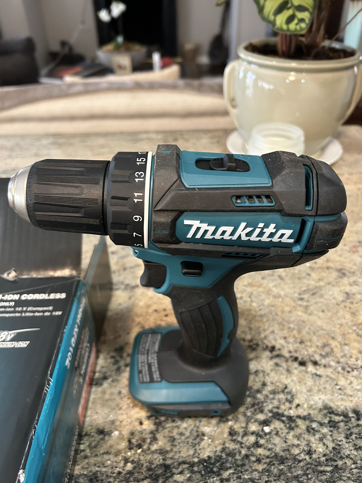 Makita, 18 V Compact Lithium – Ion Cordless 1/2” Driver Drill. Battery And Charger Not Included.