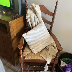 Two Ladder Back Arm Chairs.  