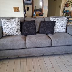 BEAUTIFUL GRAY SOFA WITH NAILHEADS Accents 550.00 