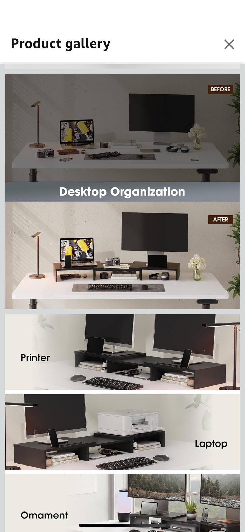 Monitor Stand with 2 Extra Phone Holder, Wood PC Laptop Computer Stands Riser, 3 Shelf Swivel Length Adjustable, Home Office Supplies Desk Organzier, 