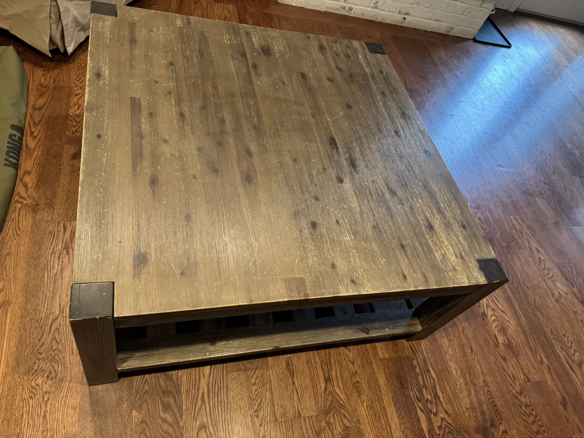 Rustic Wood Coffee Table with Shelf