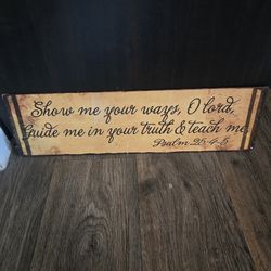 Vintage Porcelain Psalm 25:4-5 Religious Sign
