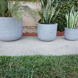 3 Pcs Brand New Patio Ceramic Pots In Box Plant Not Included 