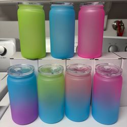 16oz Matte Ombre Colored Macaron Acrylic Tumblers with Straws (47 Cups)