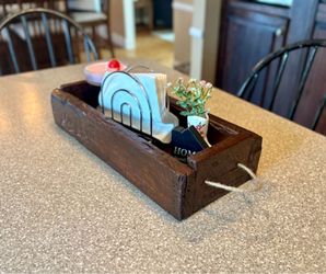 Wood Table Caddy with Rope Handles | Rustic Farmhouse Napkin & Condiment Organizer | Still Standing Woodworking