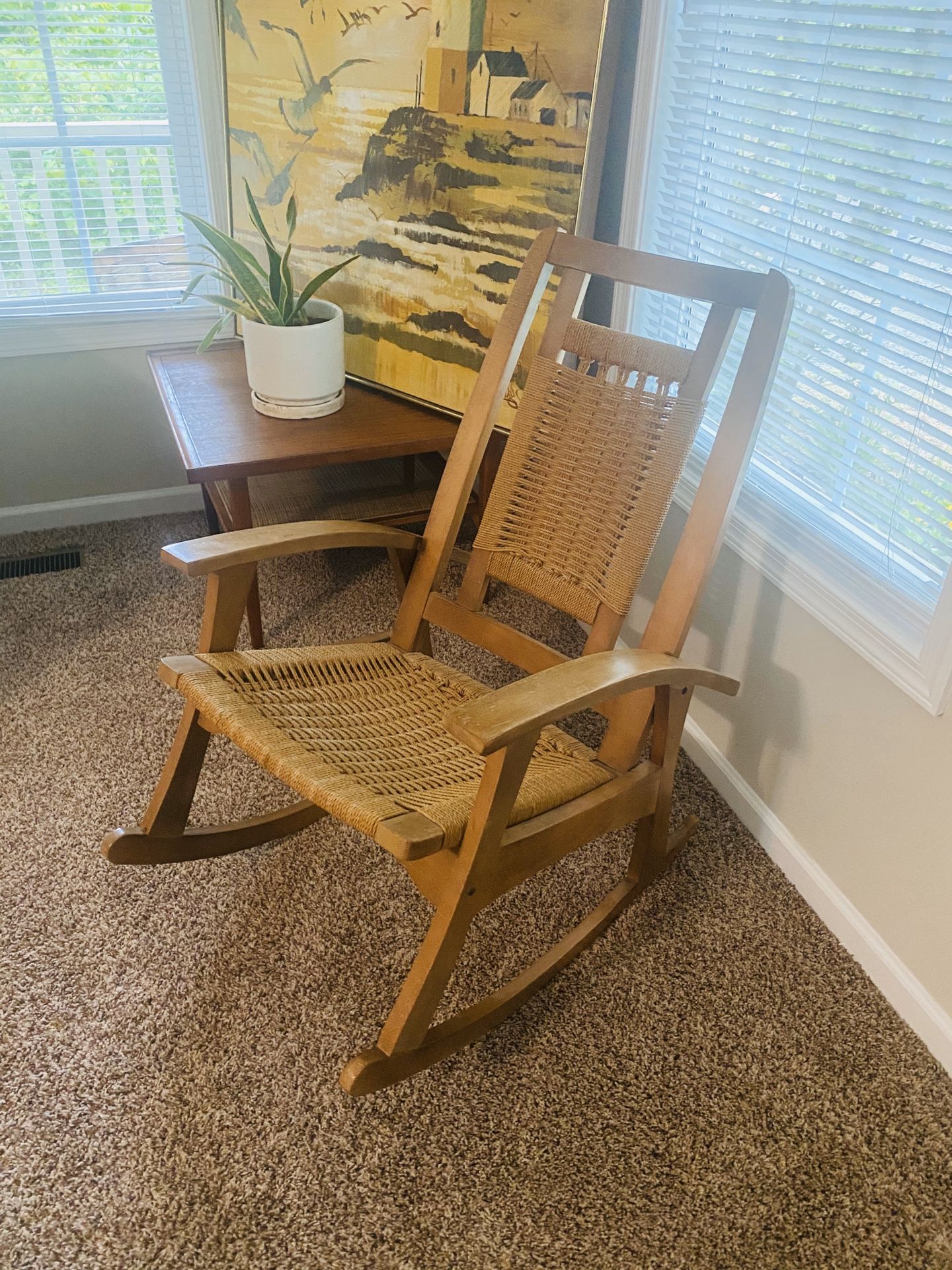 Mid Century Modern Cord Rocking Chair