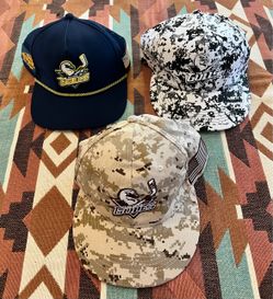 San Diego Gulls AHL Hockey Lot Of 3 Indian Motorcycle & Camo Snap-Back Hat USA