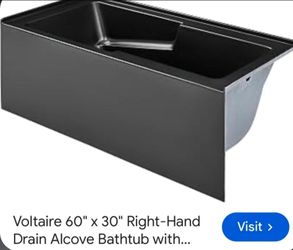 BRAND NEW 🛁 GLOSSY BLACK BATHTUB 60"X30" RIGHT SIDE DRAIN