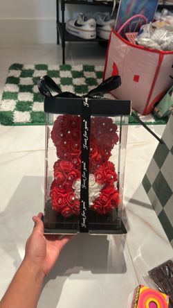 Handmade Red Rose Bear in Gift Box