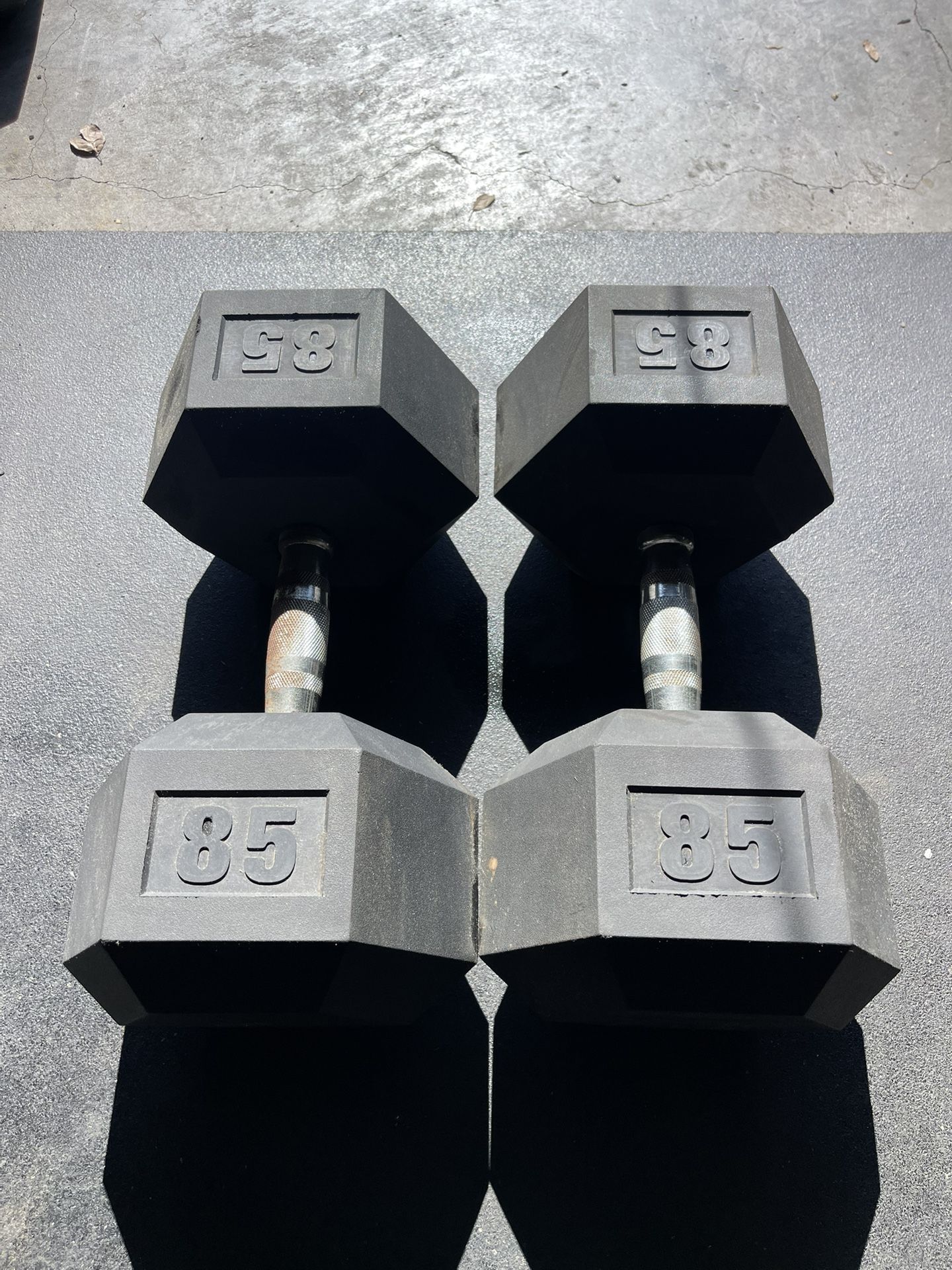 85 lbs Hex Rubber Dumbbell Weights…. Home Gym Fitness…