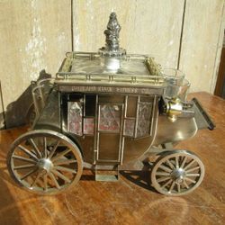 Vintage Wagon Stagecoach Carriage Decanter and Shot Glasses Music Box