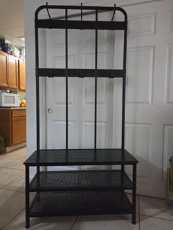 PINNIG coat rack with bench and shoe storage