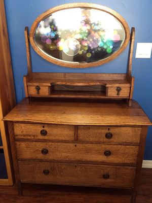Antique Dresser Oval Mirror Pre Ww2 Gr8 Condition Drawers Chest