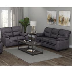 2 Piece Charcoal Grey Set Coated Microfiber On Sale Brand New In Box Firm Price $660