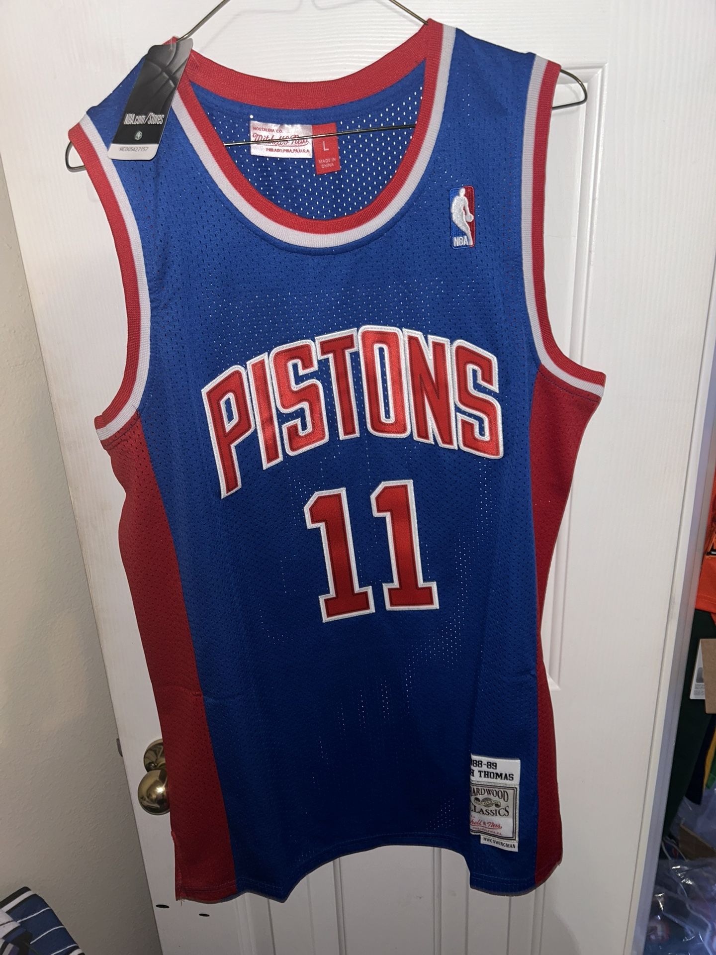 Isiah Thomas Detroit Pistons red/blue jersey size L