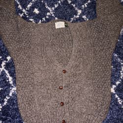 Donegal Hand Loomed Rib Cardigan. 100% Wool Large made in Ireland 