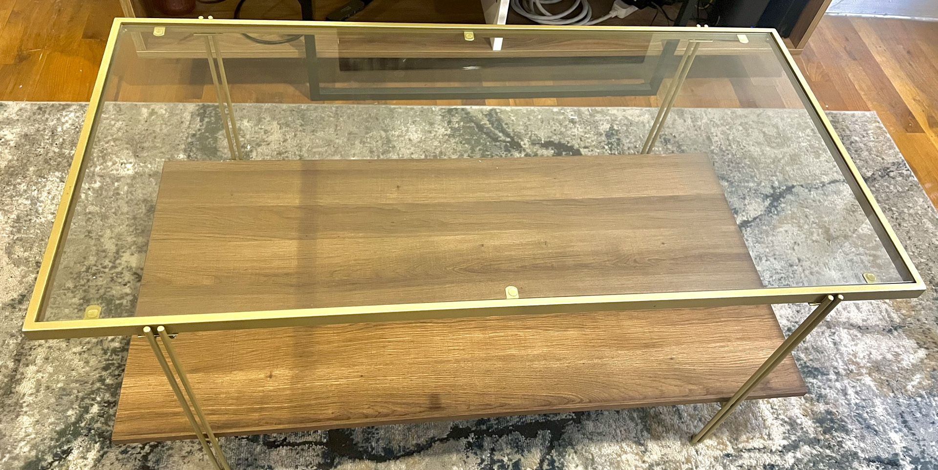 Nathan James Glass Top Modern Coffee Table Reclaimed Oak