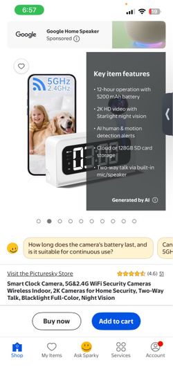 Smart Clock Hidden Security Camera 2K