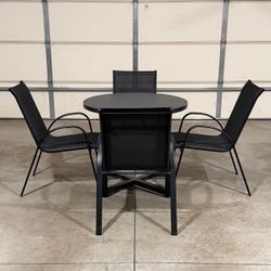 New Black 5 Piece Outdoor Patio Dining Set - Table and Chairs (Can Deliver)
