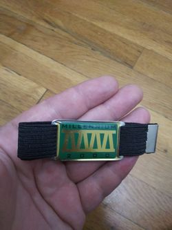 Vintage Buckle-Down "Millennium 2000" Wristband Featuring A Green And Gold Metallic Plate