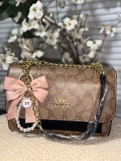 Coach Signature Crossbody Bag with Gold Chain Strap