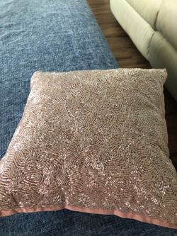 Pink 9x9 Gorgeous beaded pillow