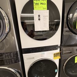 Lg washer and dryer tower with steam clean
