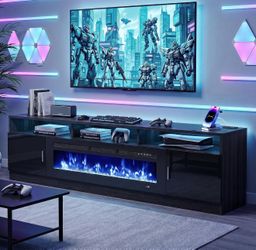 Floating fire place tv stand