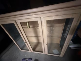 Wood Display Cabinet with Glass Doors wine China cabinet