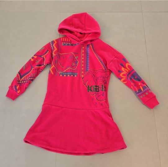 Kenzo Kids Pink Sweatshirt Hooded Mini Dress Size 12