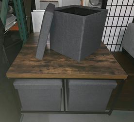Nutmeg coffee table w/storage cubes
