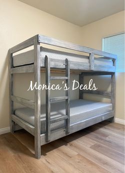 Solid Wood Twin Bunk Bed With Memory Foam Mattresses $600
