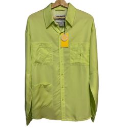 Bobblehaus Button Down Lime Green Utility Shirt - Size L, 100% Tencel, NWT
