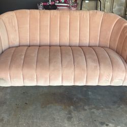 Pink Velvet Loveseat
