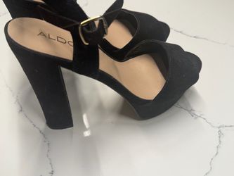 Aldo Black Suede Platform Block Heel Sandals Size 7