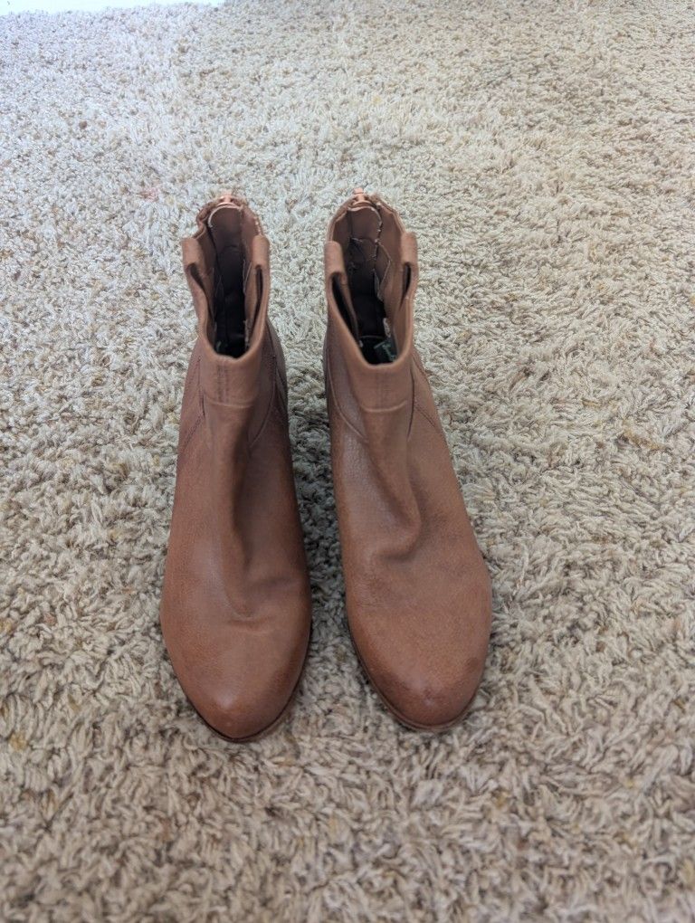 Sam Edelman brown leather zip- up ankle boots