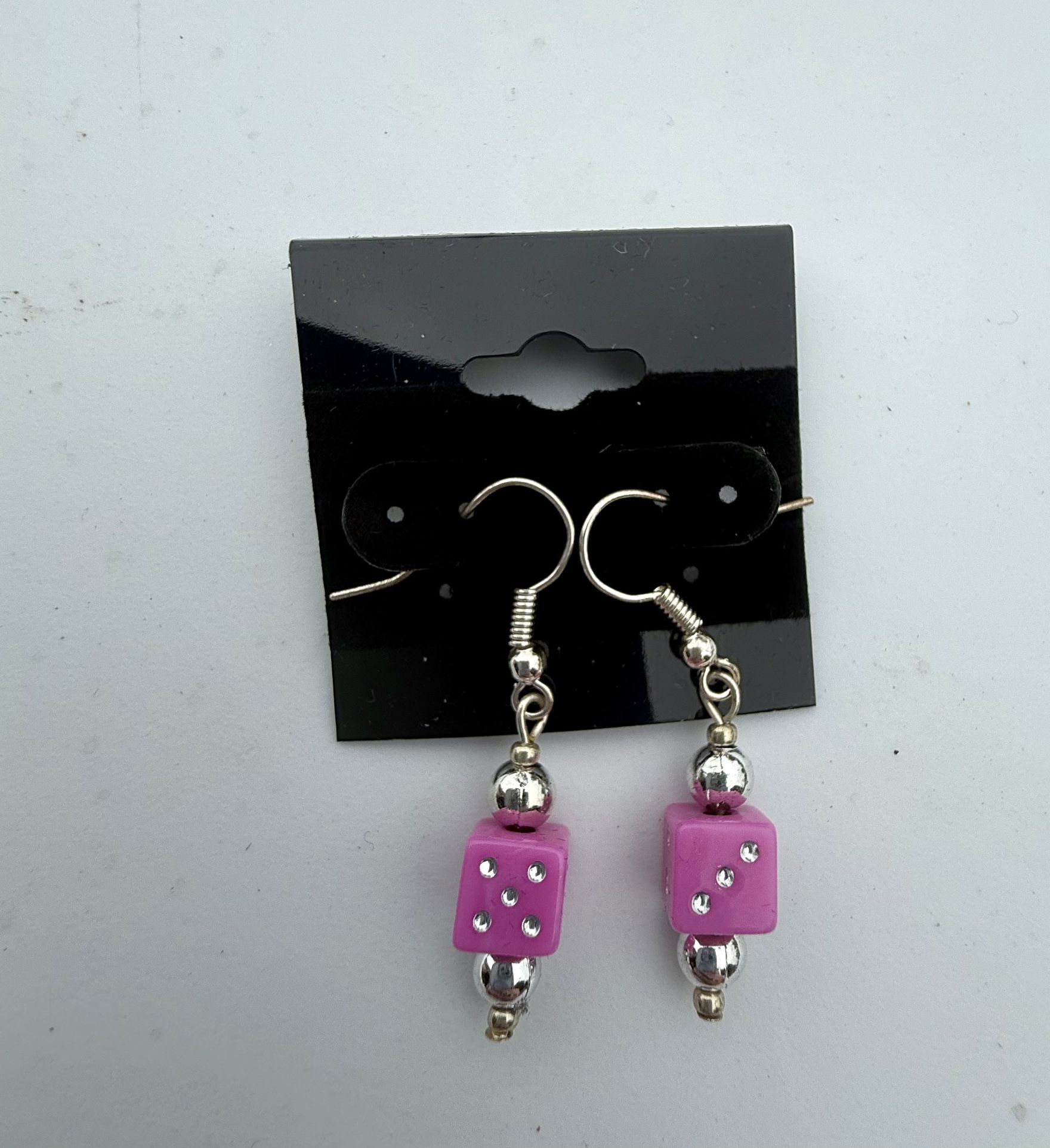 Hot Pink Dice Earrings 