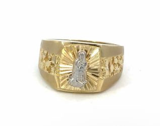 Men’s 14k Two Toned White Yellow Gold Our Lady of Guadalupe Ring Size 10 GP3115245