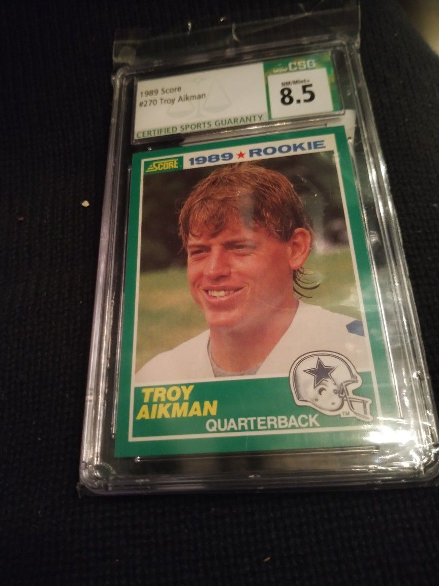 Troy Aikman 1989 Score Rookie Card Rated 8.5