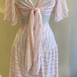 Pink And White Skirt And Top Set Never Worn