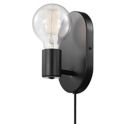 2 pack Light Plug-in or Hardwire Wall Sconce, Matte Black